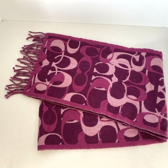 Coach Women' Coach Optic C Scarf Scarves & wraps 100% merion wool purple - Picture 10 of 11